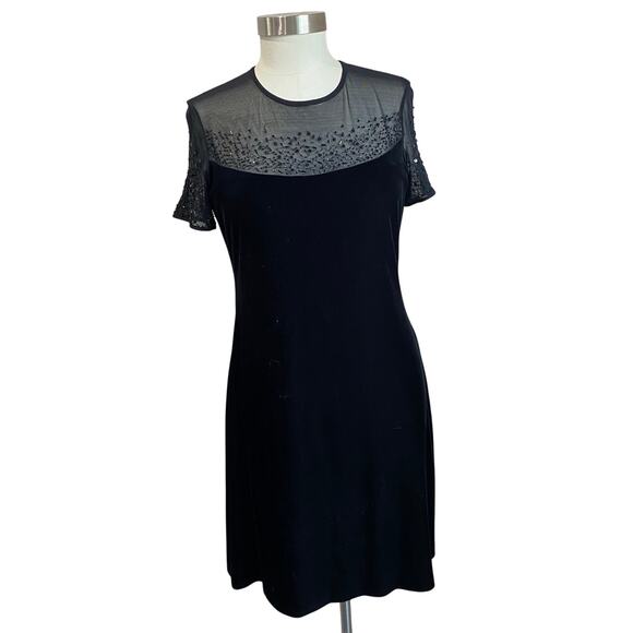 J.R Nites Caliendo by Y2K Black Velvet and Mesh Mini Black Short Dress Size 8 - Picture 1 of 8